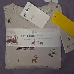 Petit Lem Cream Holiday Pajama Set
